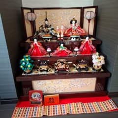 3月中限定 美品 三段飾り雛人形一式 親王・三人官女揃いフルセット 