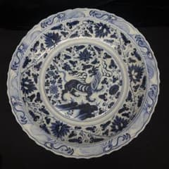 旧家蔵出古美術 中国古玩 青花 麒麟文盤 染付 44cm - メルカリ