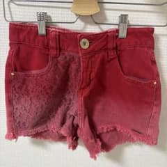 レッドショートパンツ 花柄ショートパンツ レースのサムネイル