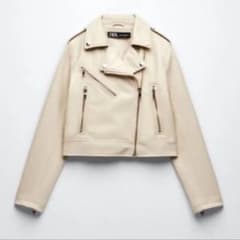 ZARA ホワイトレザーライダース　ジャケットのサムネイル
