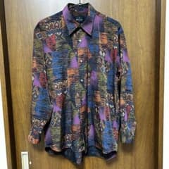 CLAUDIO VALENTINO 幾何学模様 長袖シャツ