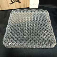 江戸切子 堀口硝子 花縁総籠目文 角八寸皿 須田秀石作 - メルカリ