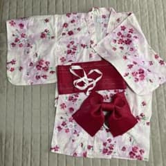 浴衣 150cm 桜柄 帯・作り帯セットのサムネイル