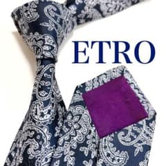 美品 エトロ ネクタイ ハイブランド ペイズリー柄 光沢 ジャガード織り