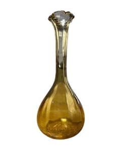 陶器花瓶　黄色　ガラス瓶　アンバー　琥珀色　スイン形状　レトロ　一輪挿し