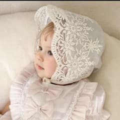 [Brand New] 3-6 Months Off-White Lace Bonnet Baby Hat Cute