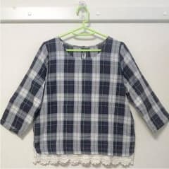 裾レース 七分袖ブラウスのサムネイル