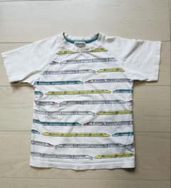 キッズ120cm 新幹線 電車柄 Tシャツ オフホワイトのサムネイル