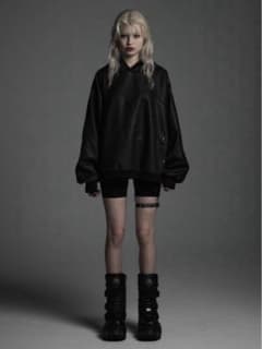 【Rosen Kreuz】 LEATHER SHIRRING HOODIE Rosen Kreuz】VINTAGE LEATHER SHIRRING HOODIE | OUR BRAND