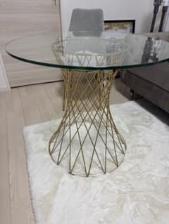 フランフラン マーリア ダイニングテーブル クリア×ゴールド W800