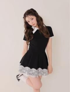 ワンピース M me eme Ladylike lace hem mini onepiece Ladylike lace hem mini onepiece(eme11013) – M me eme