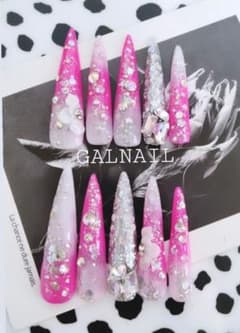 個数限定即日発送可能ギャルネイルチップロングネイルチップロングギャル成人式 超鬼ロングネイル ギャルネイルチップ No.155 - メルカリ