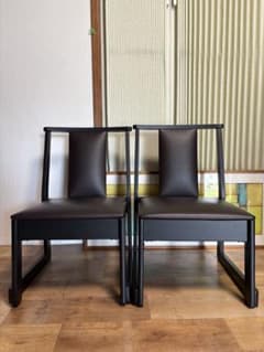 No3 木曽 本山漆器 ダイニングチェア2脚 業務用 低めの 和室にも