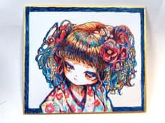 【原画】オリジナル アナログ 手描き イラスト 寸松庵色紙 【ハンドメイド】のサムネイル
