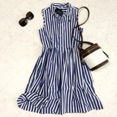 新品【ラルフローレン】シャツワンピース ノースリーブ ストライプ