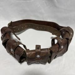 スウェーデン軍　40's 5ポケット レザーバンダリアポーチ 弾薬ベルト 実物 スウェーデン軍 40's 5ポケット レザーバンダリアポーチ 弾薬ベルト