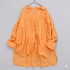 美品】IENA イエナラミーリヨセル オーバーサイズシャツ オレンジF