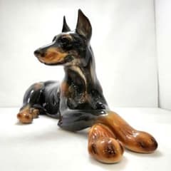 イタリア製 陶器 ドーベルマン 犬 置物 横50㎝ - メルカリ