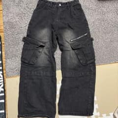 pctokyo ブラックカーゴパンツ ジッパーポケット付きのサムネイル