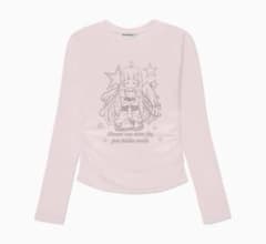 【新品】ESCAPEFROM 長袖 グラフィック Tシャツ 薄ピンクのサムネイル