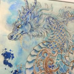 吉祥日本画「蓮の龍王」幸福の最強ドラゴン - メルカリ
