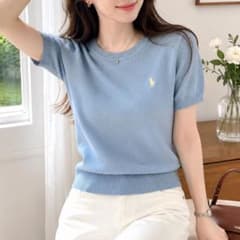 新品タグPOLO RALPH LAUREN 半袖 ニット Sサックスブルー水色 - メルカリ