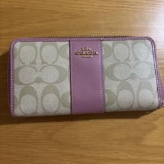 COACH シグネチャー ラウンドファスナー長財布 ピンクのサムネイル