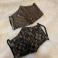 ハンドメイド　着物リメイク　大島紬　インナーマスク　マスクカバーのサムネイル