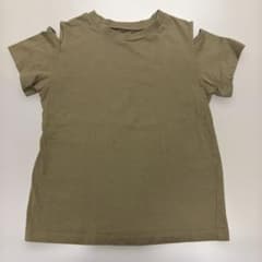 GU 肩開き Tシャツ カーキ 140cmのサムネイル