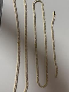 Glitter テニスネックレス 3mm ゴールド 2本、ブレスレット3点セット