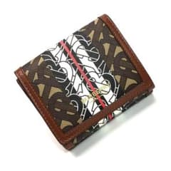 未使用級✨バーバリー TB モノグラムストライプ ミニウォレット 三