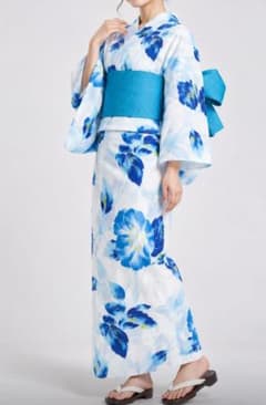 レディース 浴衣 帯セット ブルー 花柄のサムネイル