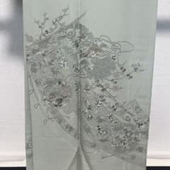 D680 訪問着 総刺繍 蘇州刺繍 桐縫紋 雪輪 花模様 正絹 着物 袷 極美品