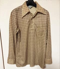 デカ襟　ポリシャツ　幾何学模様 70s 昭和レトロのサムネイル