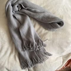 A.P.C. フリンジ付きグレー マフラー 美品/ PIACENZA ピアチェンツァ カシミヤxシルク ツートーン フリンジ