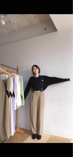 シールームリンStretchストレートサスペンダーパンツS ベージュ完売色 