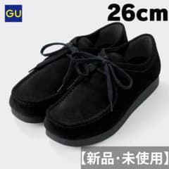 GU 新品 ブラックレザーモカシン 中古 スウェード 27cm 新品・未使用】GU リアルレザーモカシンシューズ レザーシューズ 26cm