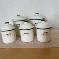 10/9お値下げしました！マニーカンパーニュ琺瑯キャニスター５個セットのサムネイル