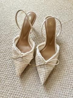 ZARA メッシュ スリングバック ミュール ホワイト 38美品のサムネイル