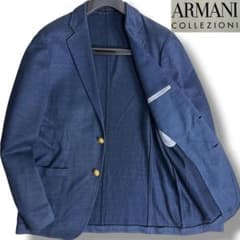 J5219美品 アルマーニコレッツォーニ 金ボタンリネン混ホップサックジャケット J5219美品 アルマーニコレッツォーニ 金ボタンリネン混ホップサック