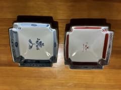 角皿 2枚セット 染付 赤絵 陶器