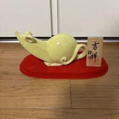 干支 置物 鼠 陶器 黄色 縁起物 - メルカリ