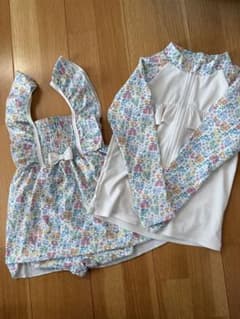 女の子用 花柄ワンピース水着 ラッシュガード セットのサムネイル