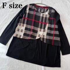 チュニック　トップス　ゆったり　ブラック 体型カバー F チェック レディース