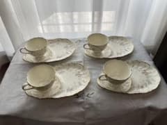 【美品】ナルミ ヘリオス スナックセット 4客 ボーンチャイナ テニセットのサムネイル
