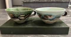 美濃焼　鶴琳窯　林英樹作品　陶器 スープカップ　貫入釉薬 作家手作｜2個セットのサムネイル
