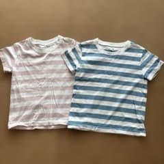 無印良品　双子　ボーダーTシャツ2枚セット 90サイズのサムネイル