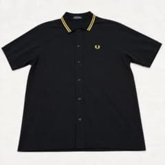 FRED PERRY ポロシャツ フルボタン仕様ブラック Lサイズのサムネイル
