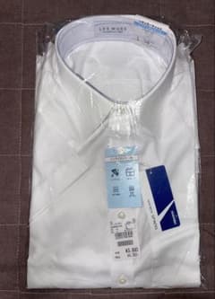 新品★LES MUES半袖ワイシャツ ★ノンアイロン★白無地★L41★AOKI⑰のサムネイル