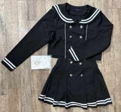amilige セーラー　セットアップ　ブラック×ホワイト　スカーフ付き